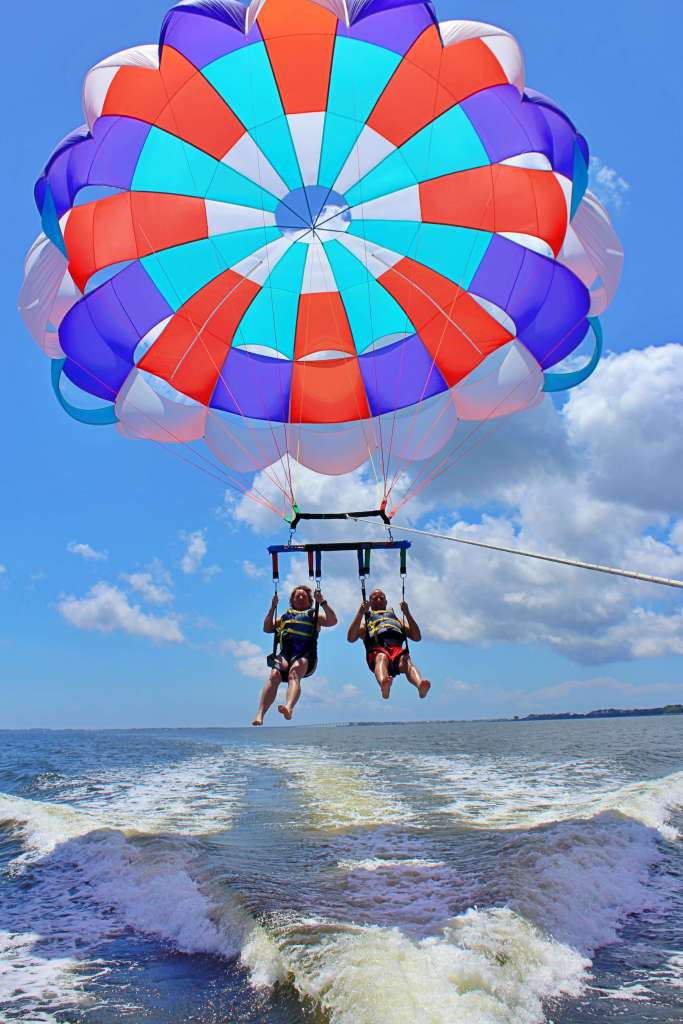 Family tandem parasailing on the Outer Banks with OBX Parasail
